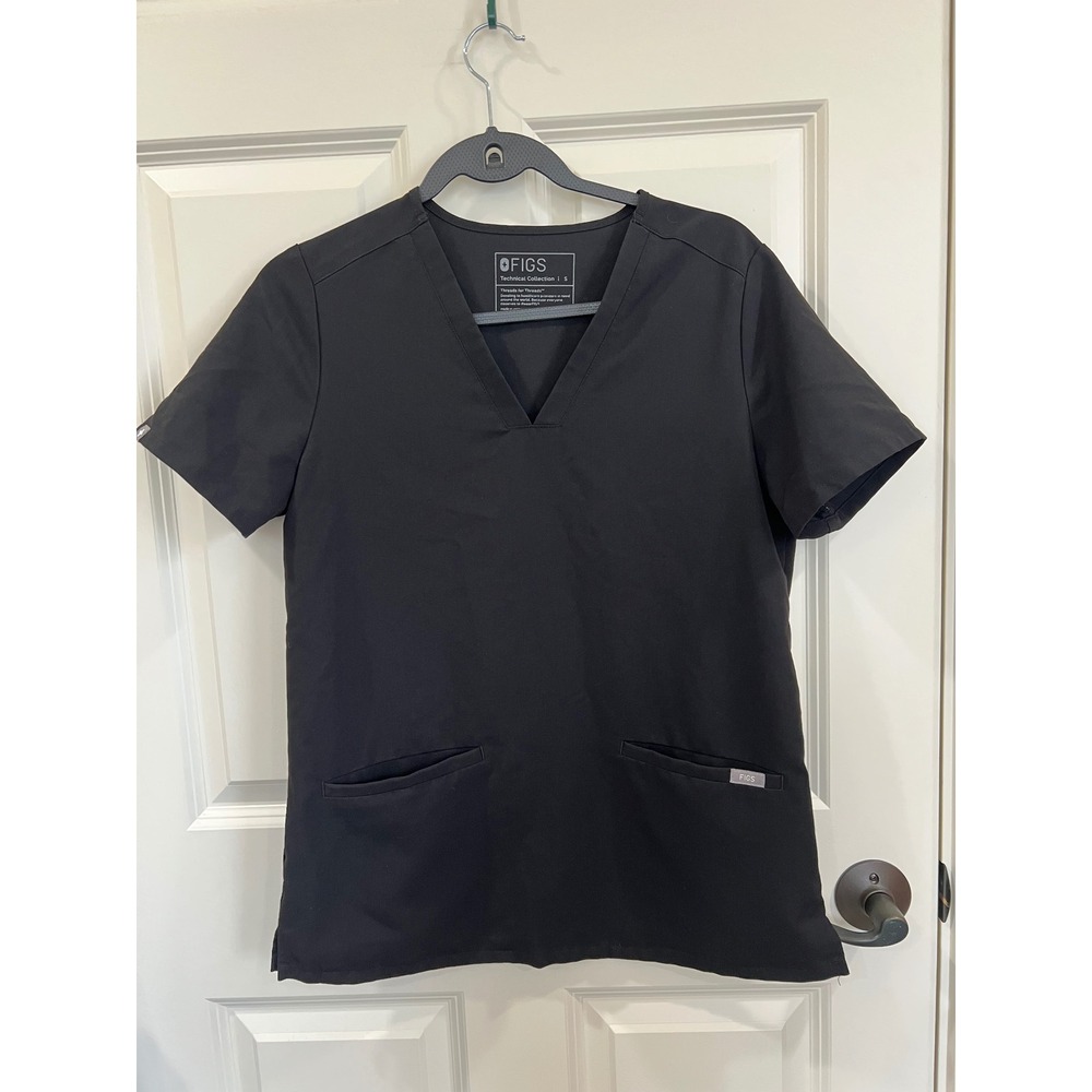 Figs Black V-Neck 2 Pocket Scrub Too Size Small